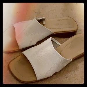 White Leather Flats